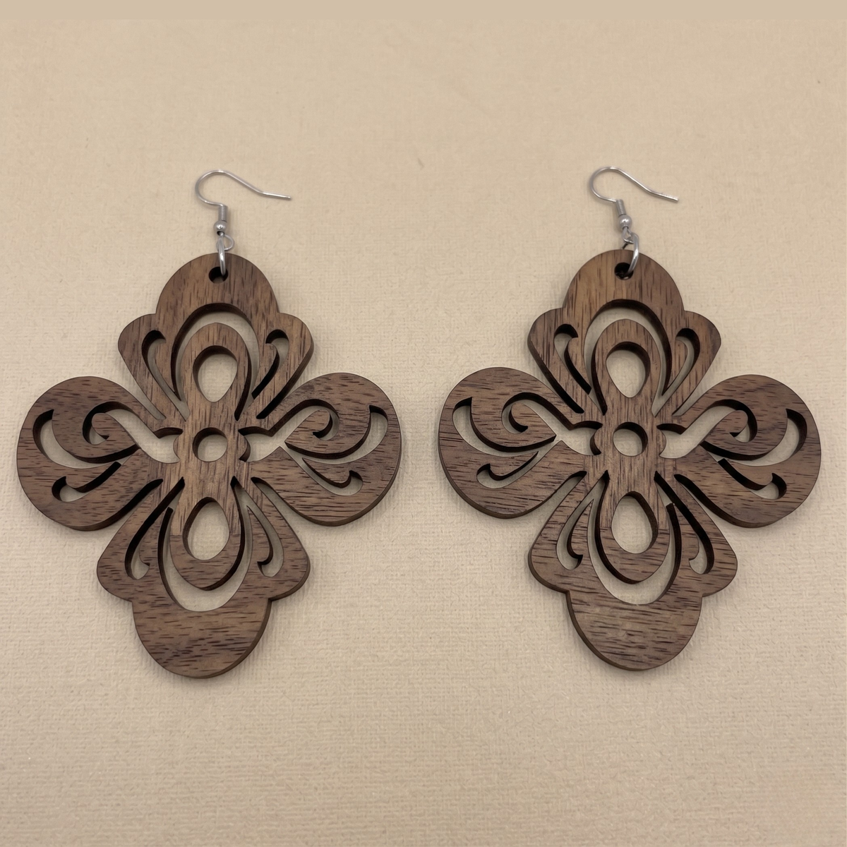 Le Fleur Wooden Earrings Minimalist Floral Statement Earrings