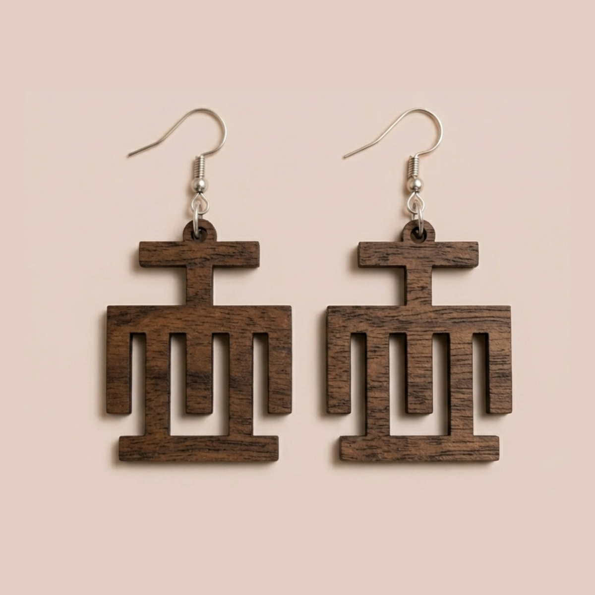 Hwemudua Wood Adinkra Earrings