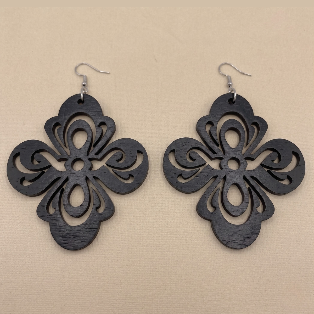 Le Fleur Wooden Earrings Minimalist Floral Statement Earrings