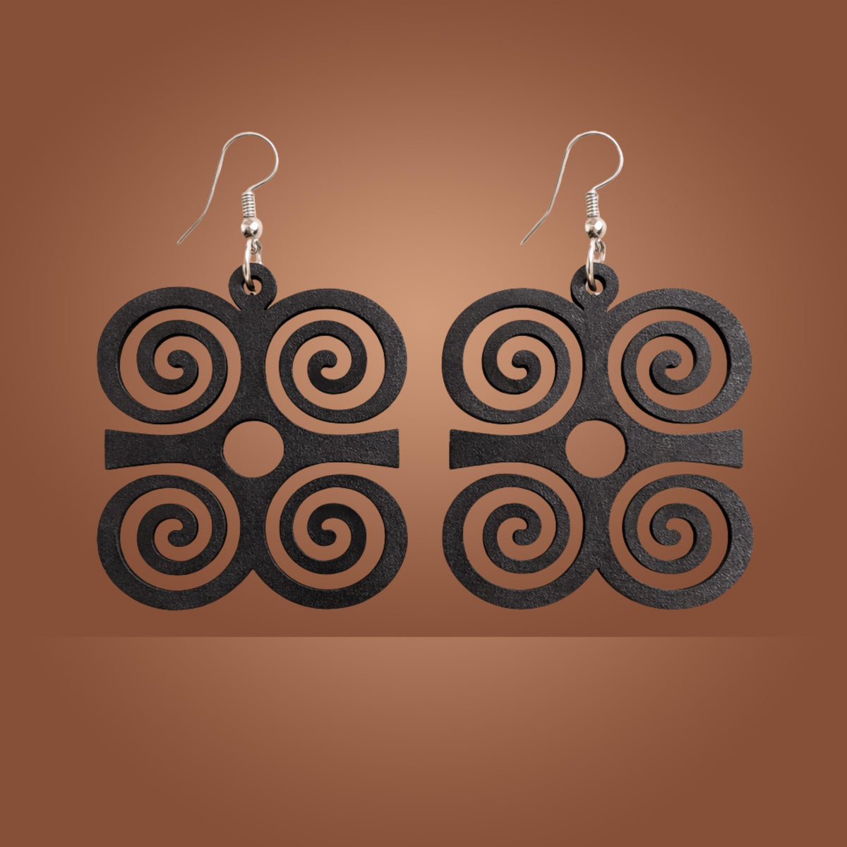 Dwennimmen Wood Adinkra Earrings