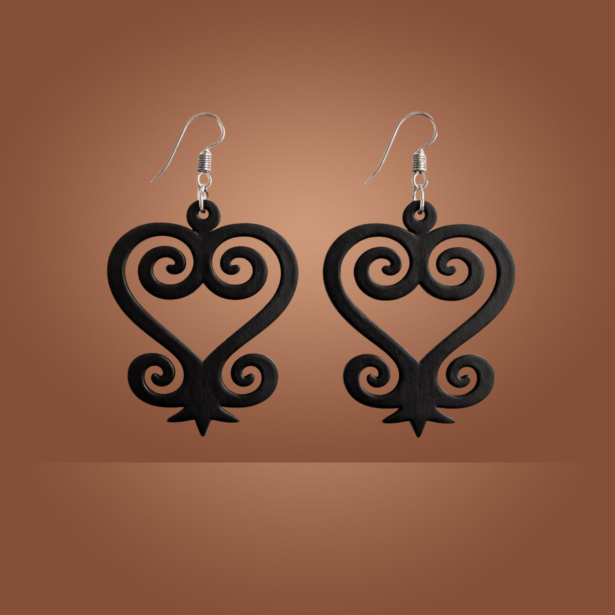 Sankofa Wood Adinkra Earrings