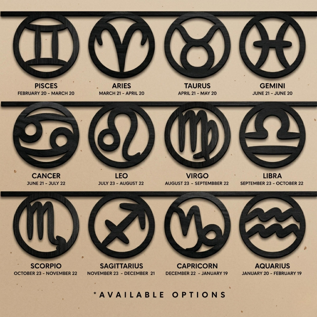 Wooden Zodiac Earrings