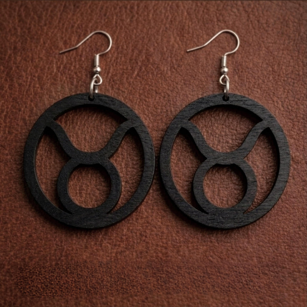 Taurus Wood Zodiac Earrings
