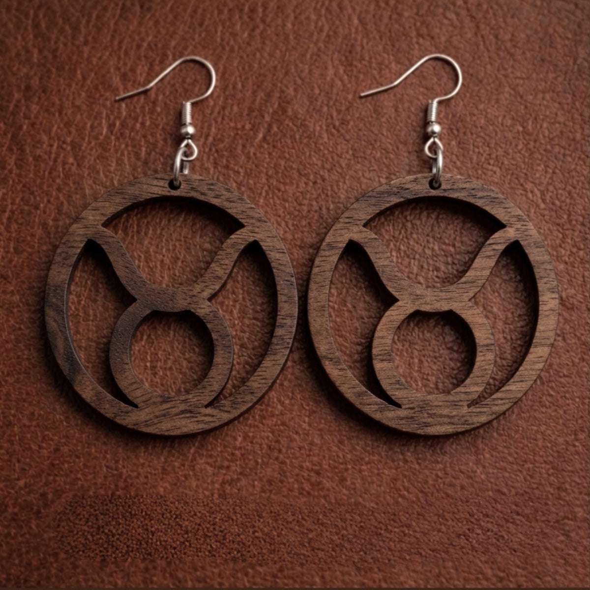Taurus Wood Zodiac Earrings