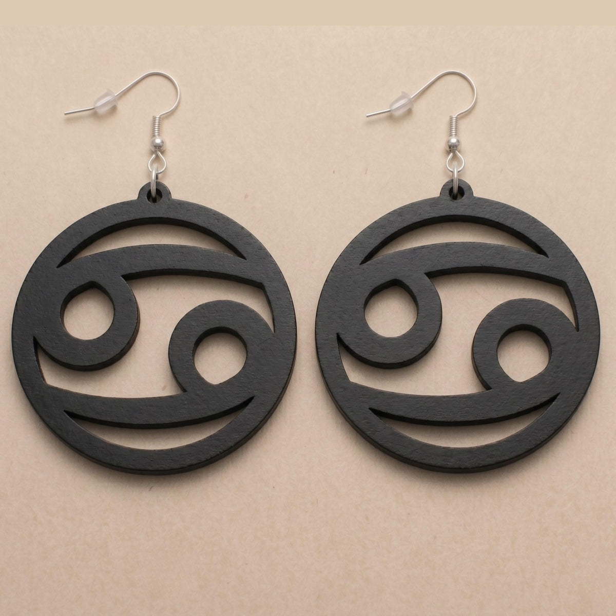 Cancer Wood Zodiac Earrings