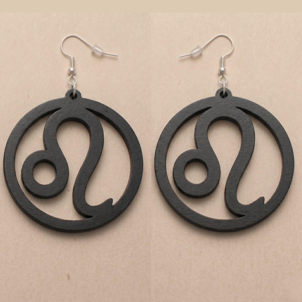 Leo Wood Zodiac Earrings