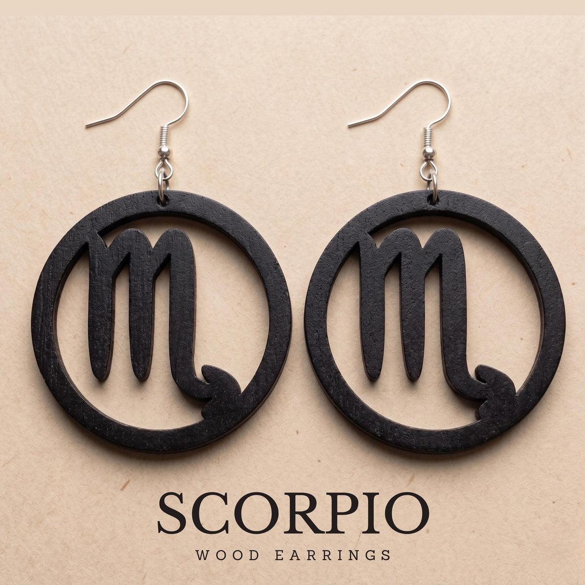 Scorpio Wood Zodiac Earrings