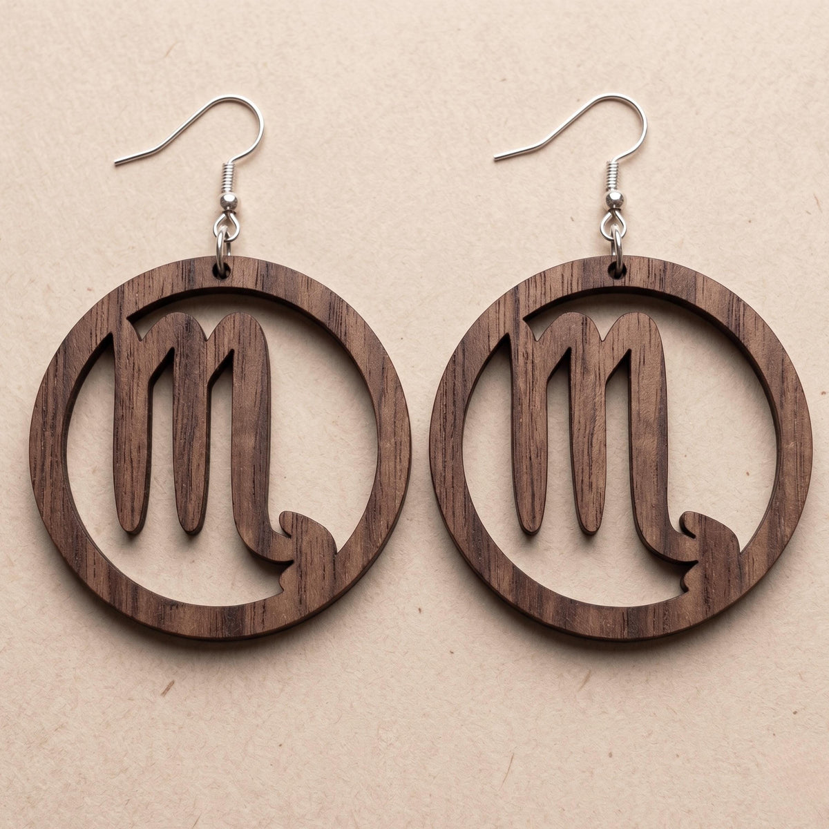 Scorpio Wood Zodiac Earrings