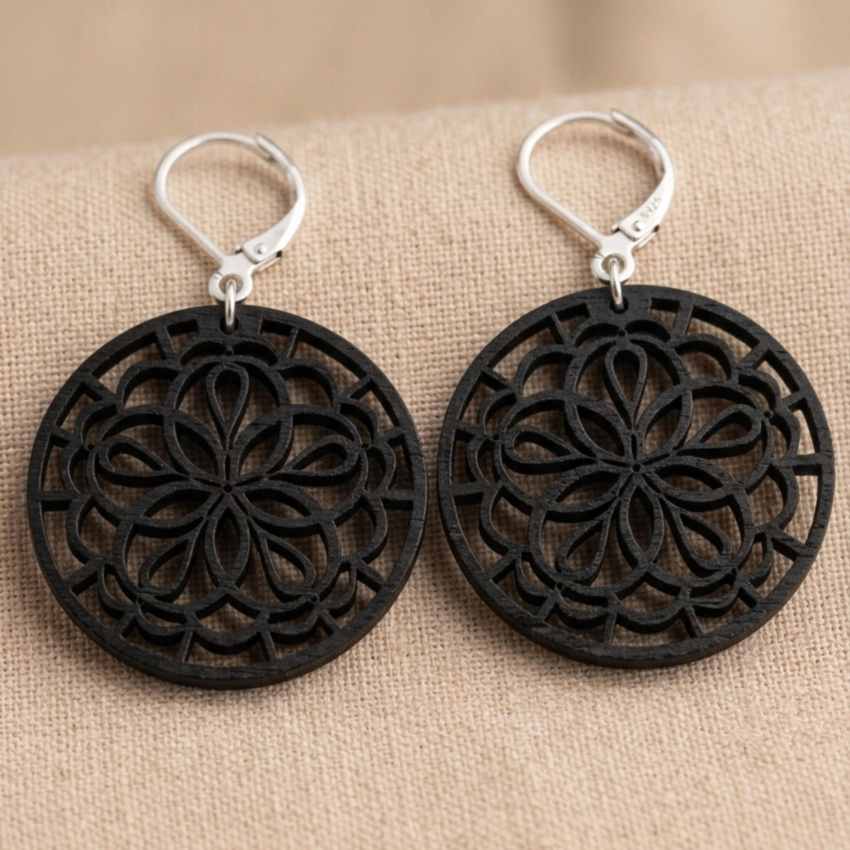 Mandala Wood Statement Earrings