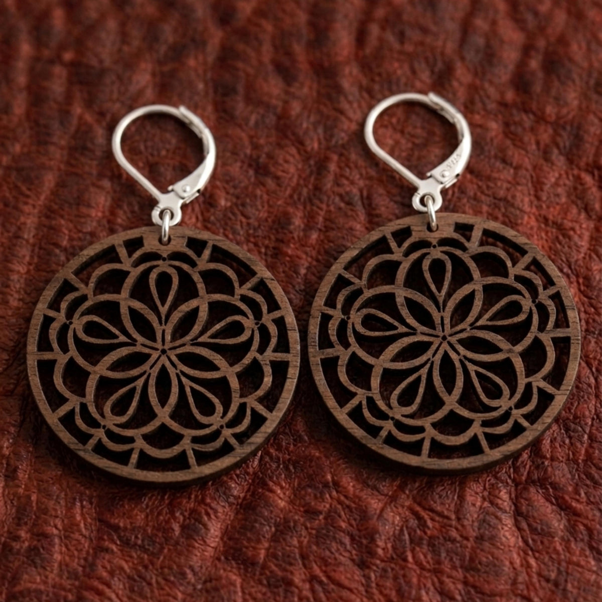 Mandala Wood Statement Earrings