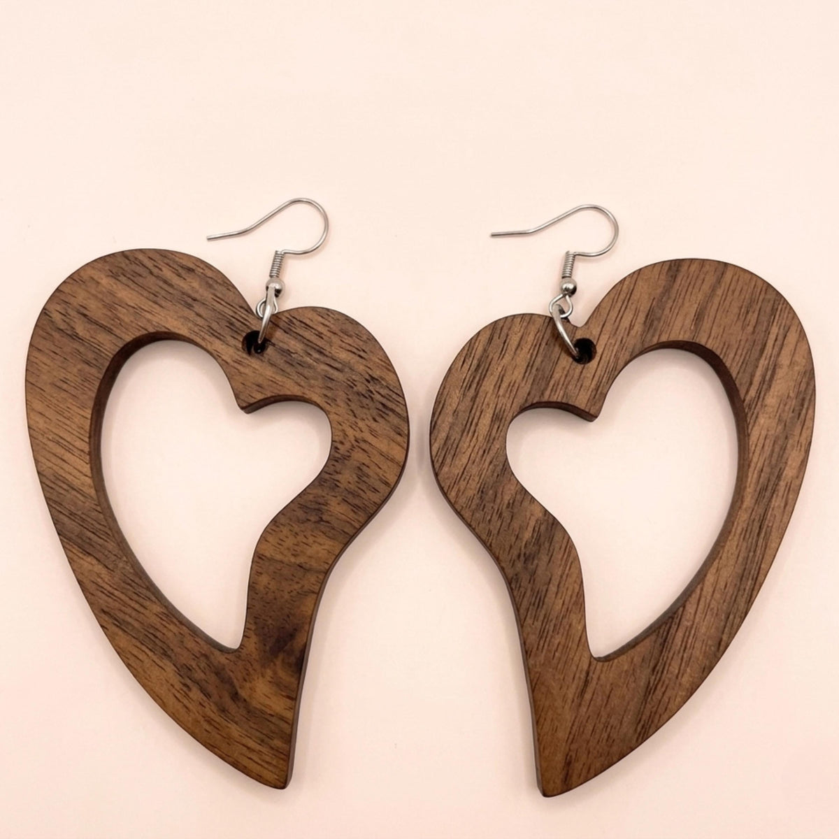 Heart Wooden Dangle Earrings
