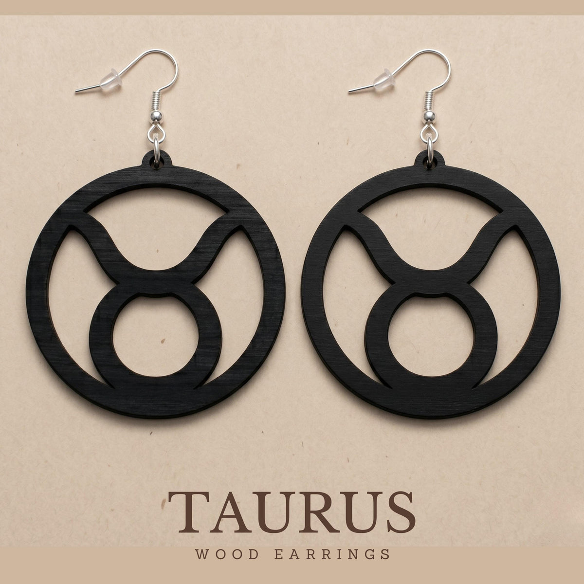 Taurus Wood Zodiac Earrings
