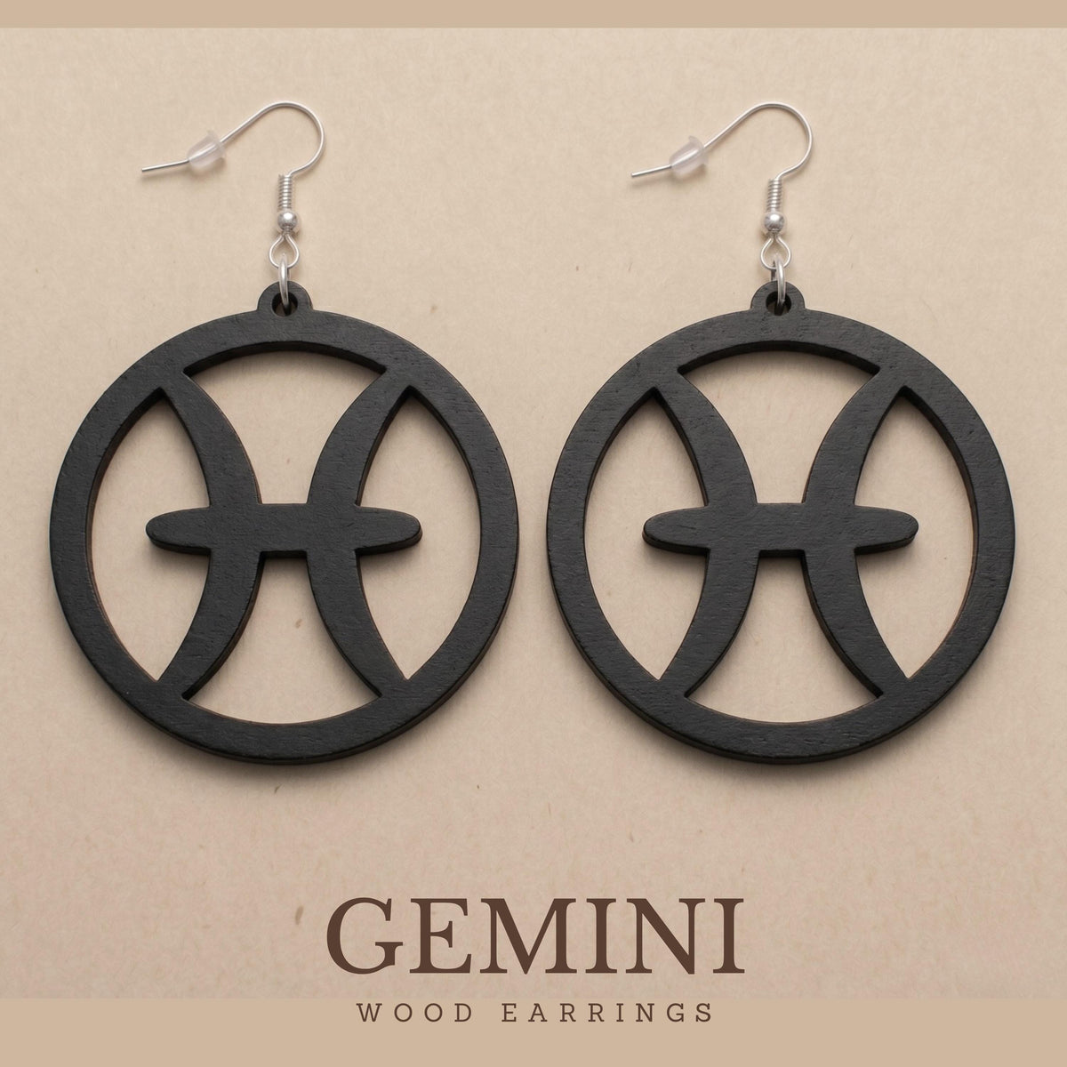 Gemini Wood Zodiac Earrings