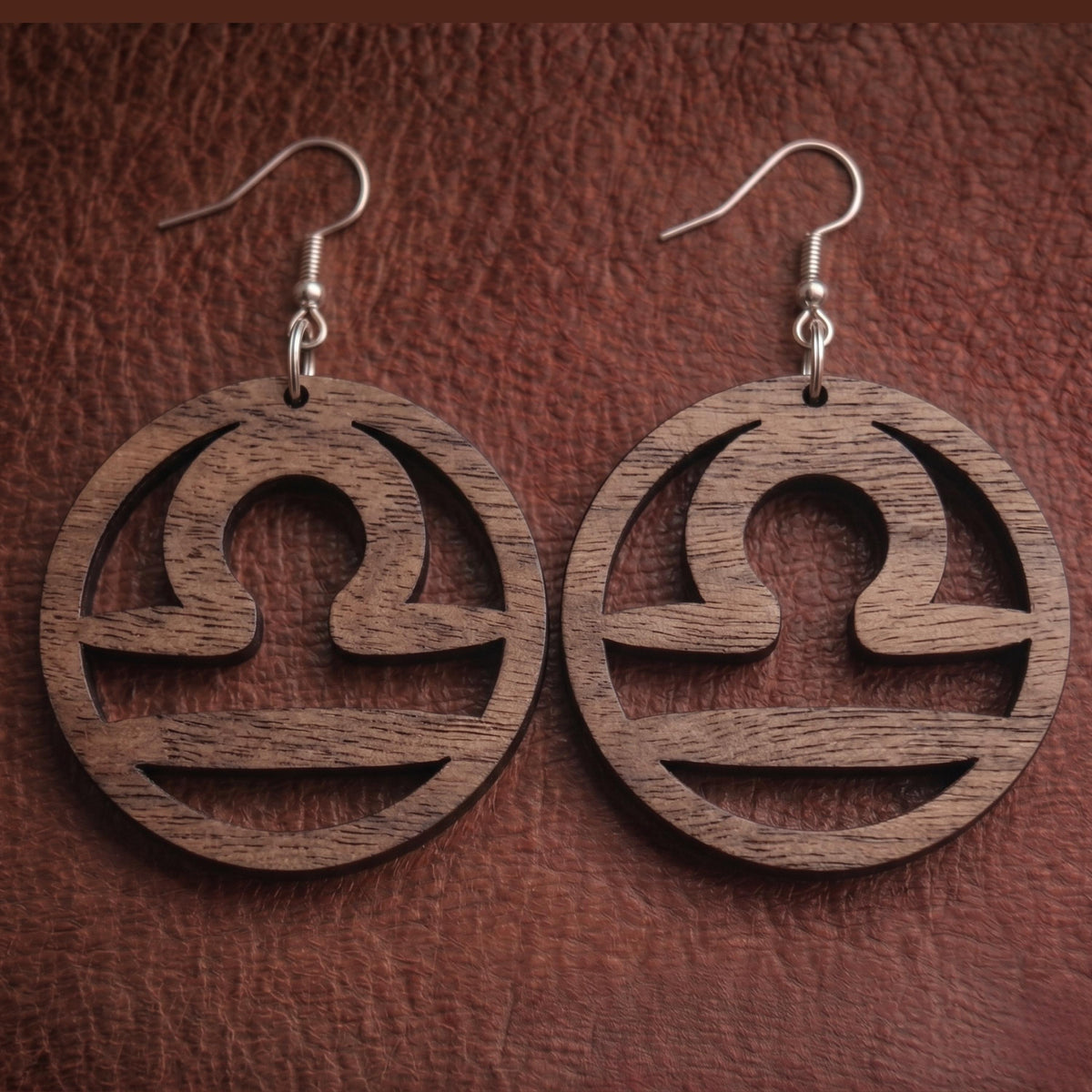Libra Wood Zodiac Earrings