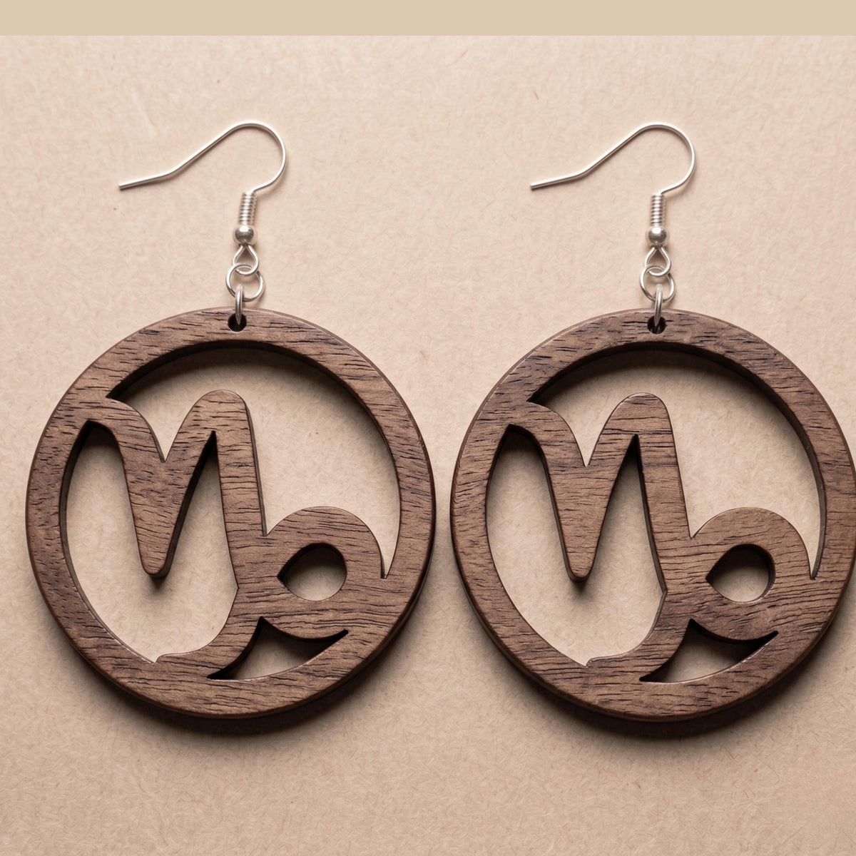 Capricorn Wood Zodiac Earrings