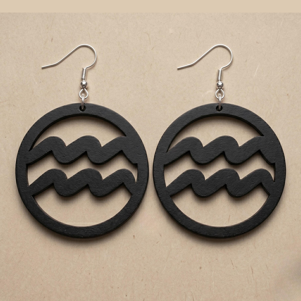 Aquarius Wood Zodiac Earrings