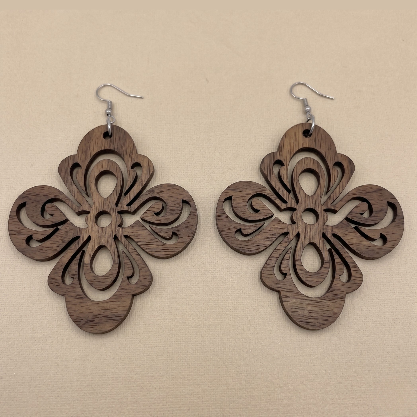 Le Fleur Wooden Earrings  Minimalist Floral Statement Earrings