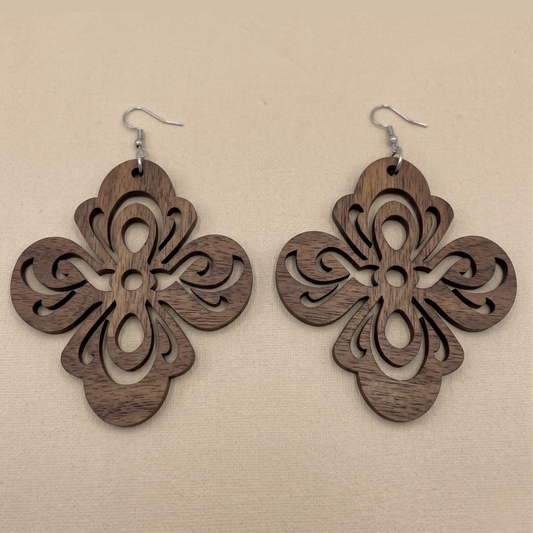 Le Fleur Wooden Earrings  Minimalist Floral Statement Earrings