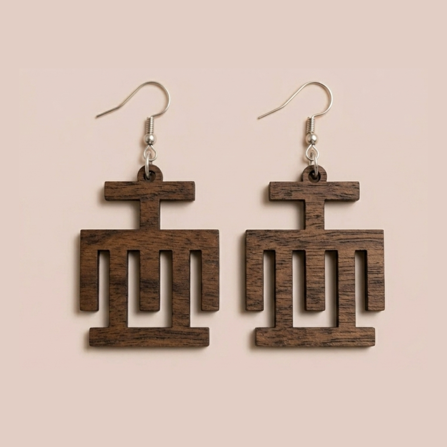 Hwemudua Wood Adinkra Earrings