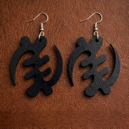 Gye Nyame Wood Adinkra Earrings