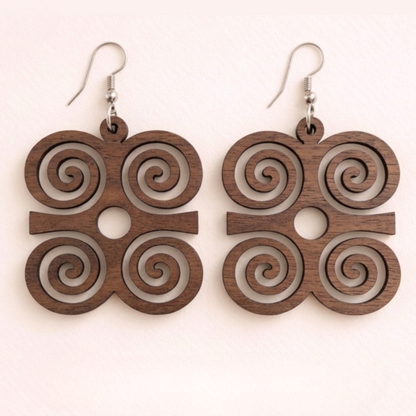 Dwennimmen Wood Adinkra  Earrings