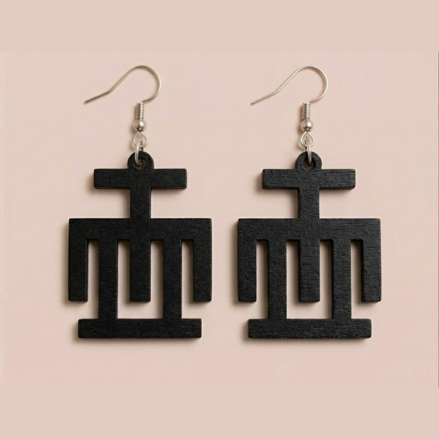Hwemudua Wood Adinkra Earrings