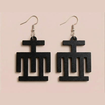 Hwemudua Wood Adinkra Earrings