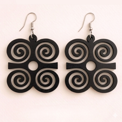 Dwennimmen Wood Adinkra  Earrings