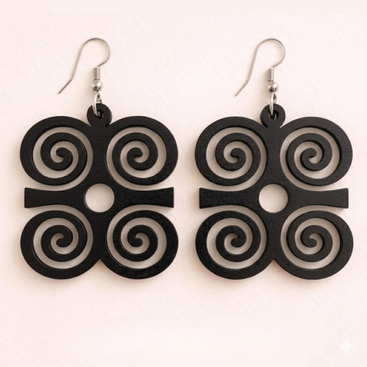 Dwennimmen Wood Adinkra  Earrings
