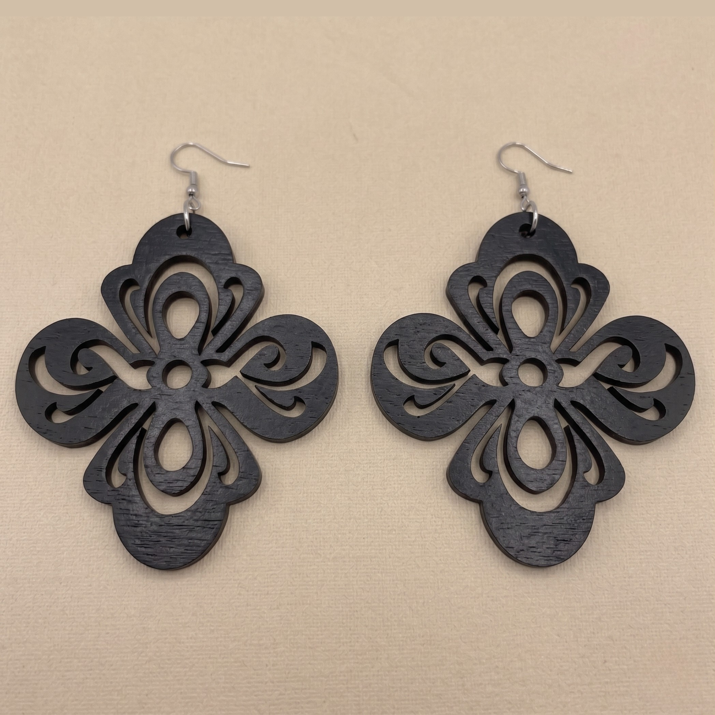 Le Fleur Wooden Earrings  Minimalist Floral Statement Earrings