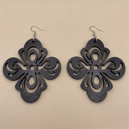 Le Fleur Wooden Earrings  Minimalist Floral Statement Earrings