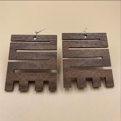Nkyinkyim Wood Adinkra Earrings