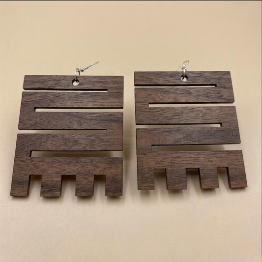 Nkyinkyim Wood Adinkra Earrings