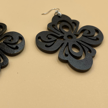 Le Fleur Wooden Earrings  Minimalist Floral Statement Earrings