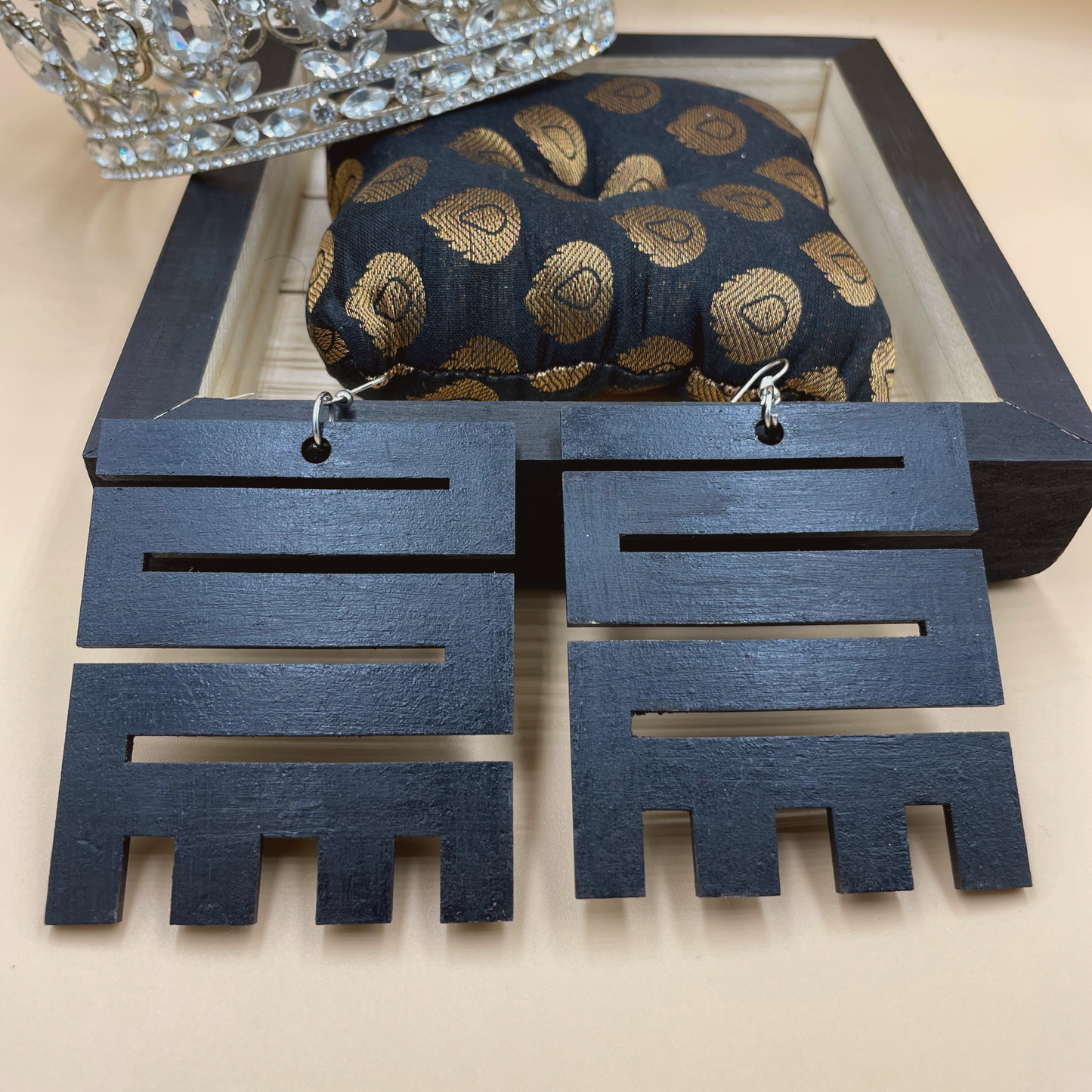 Nkyinkyim Wood Adinkra Earrings