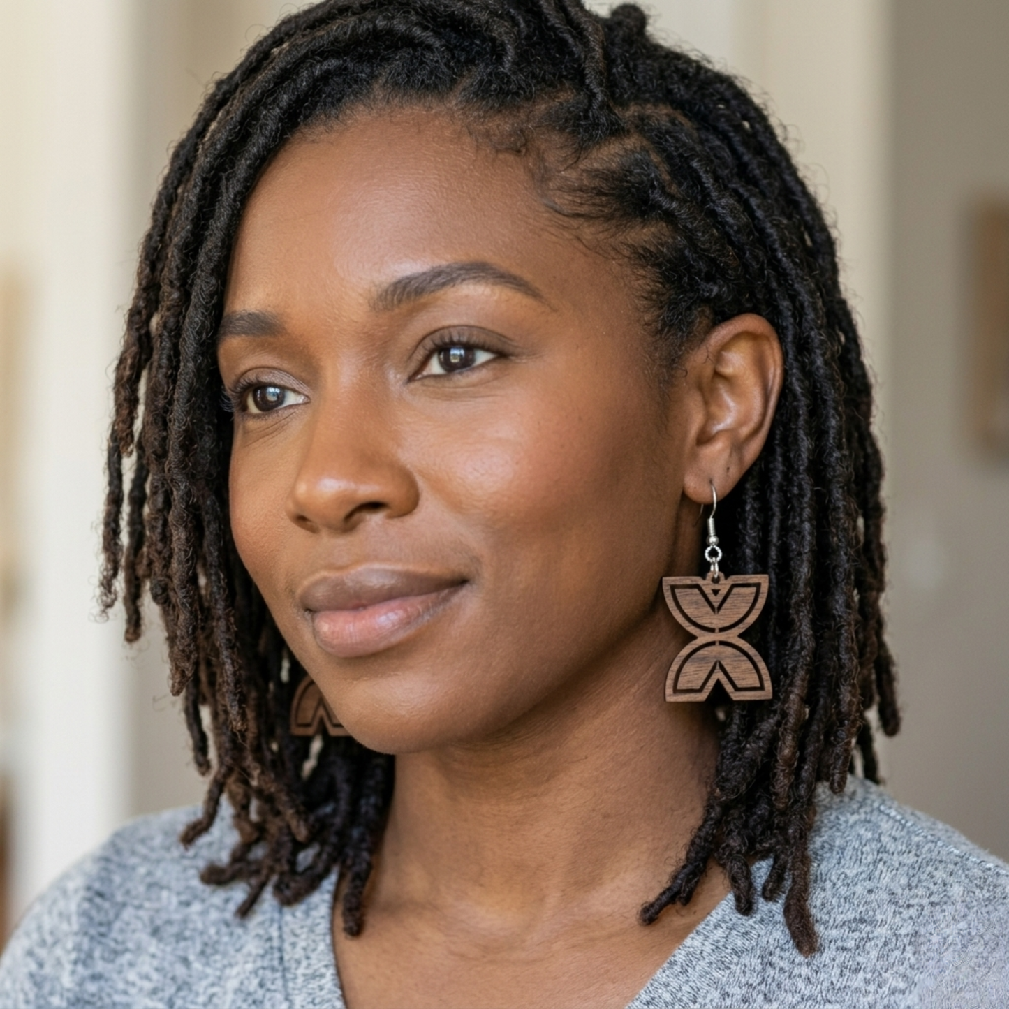 Fawohodie Wood Adinkra Earrings