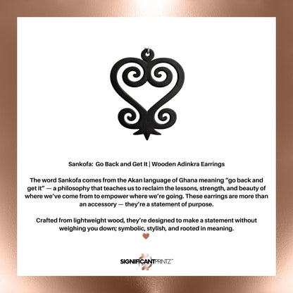 Sankofa Wood Necklace, Adinkra Symbol Pendant in Natural Walnut