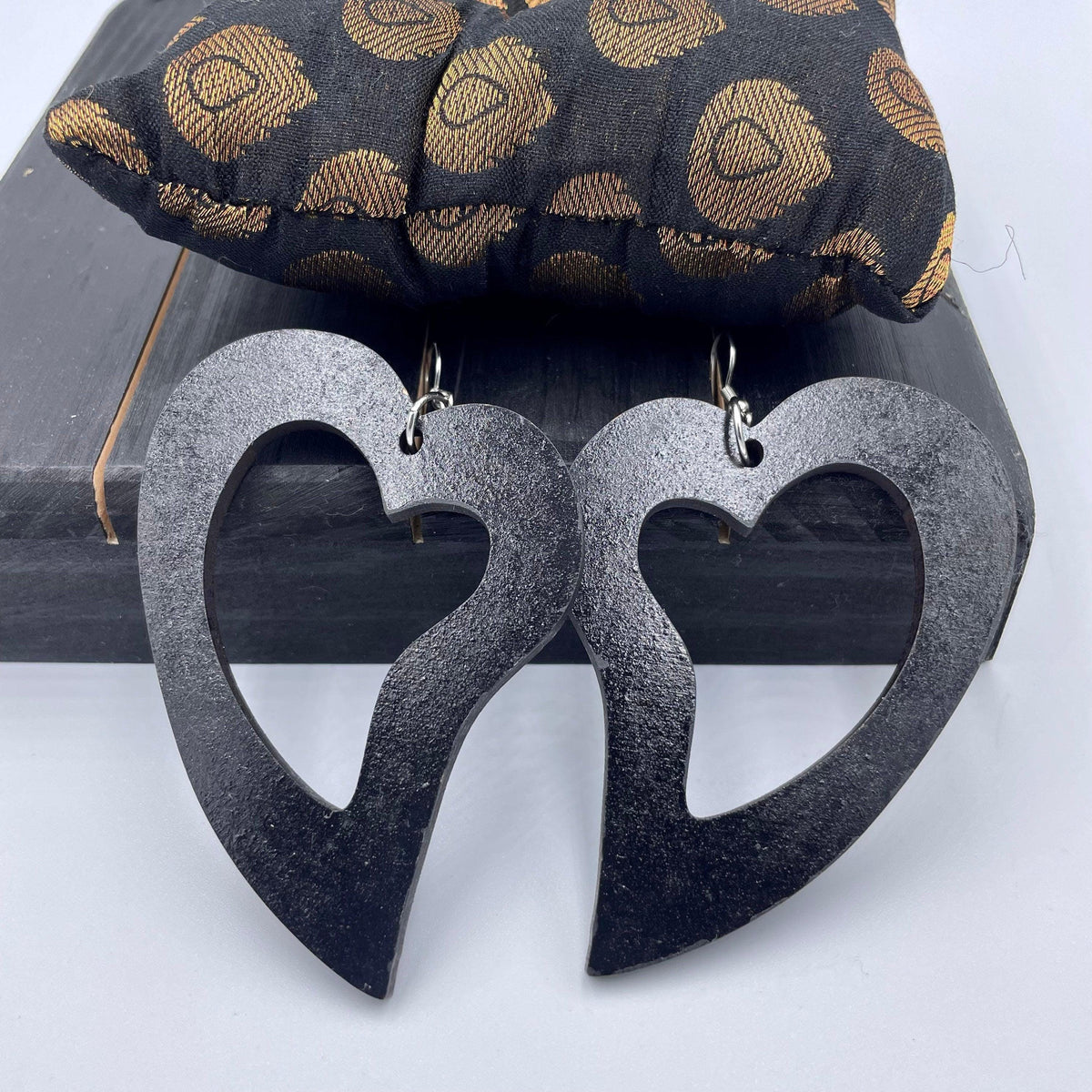 Heart Wooden Dangle Earrings
