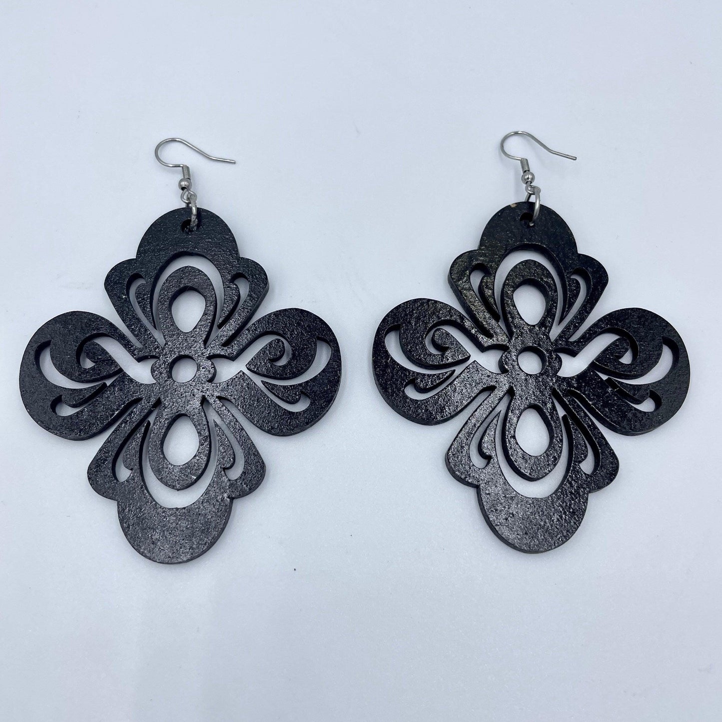 Le Fleur Wooden Earrings  Minimalist Floral Statement Earrings