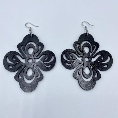 Le Fleur Wooden Earrings  Minimalist Floral Statement Earrings
