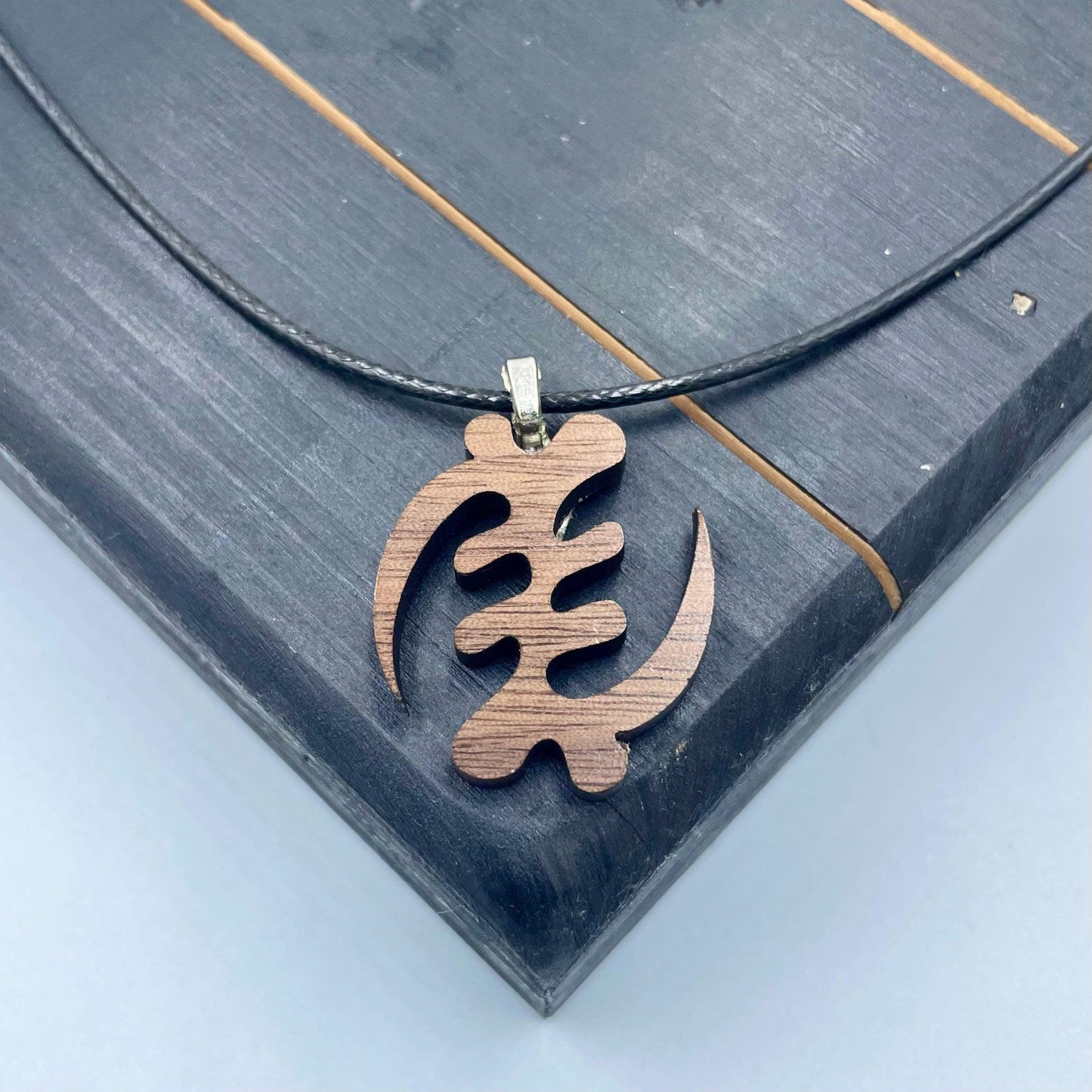 Gye Nyame Necklace - Wood Charm