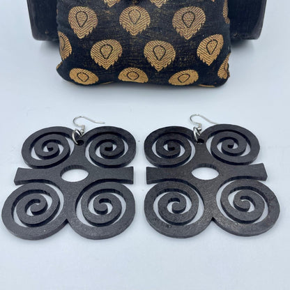 Dwennimmen Wood Adinkra  Earrings