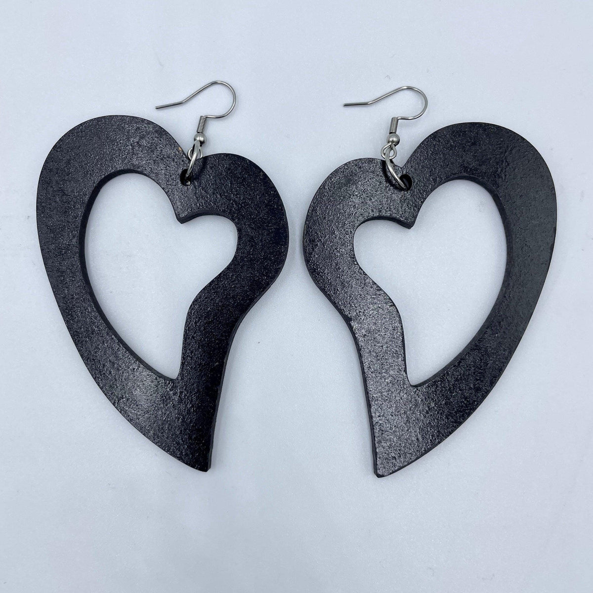 Heart Wooden Dangle Earrings