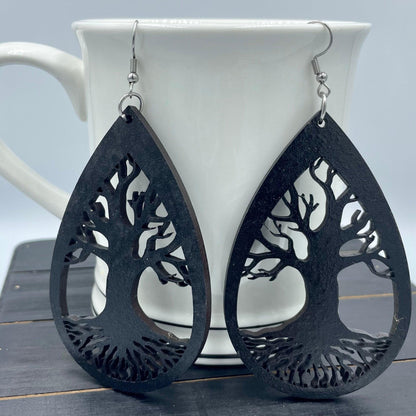 Tree of Life Drop Teardrop Earrings