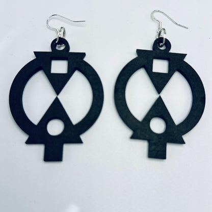 Wooden Adinkra Earrings  Boa Me Na Me Mmoa Wo Symbol of Cooperation | Black Option