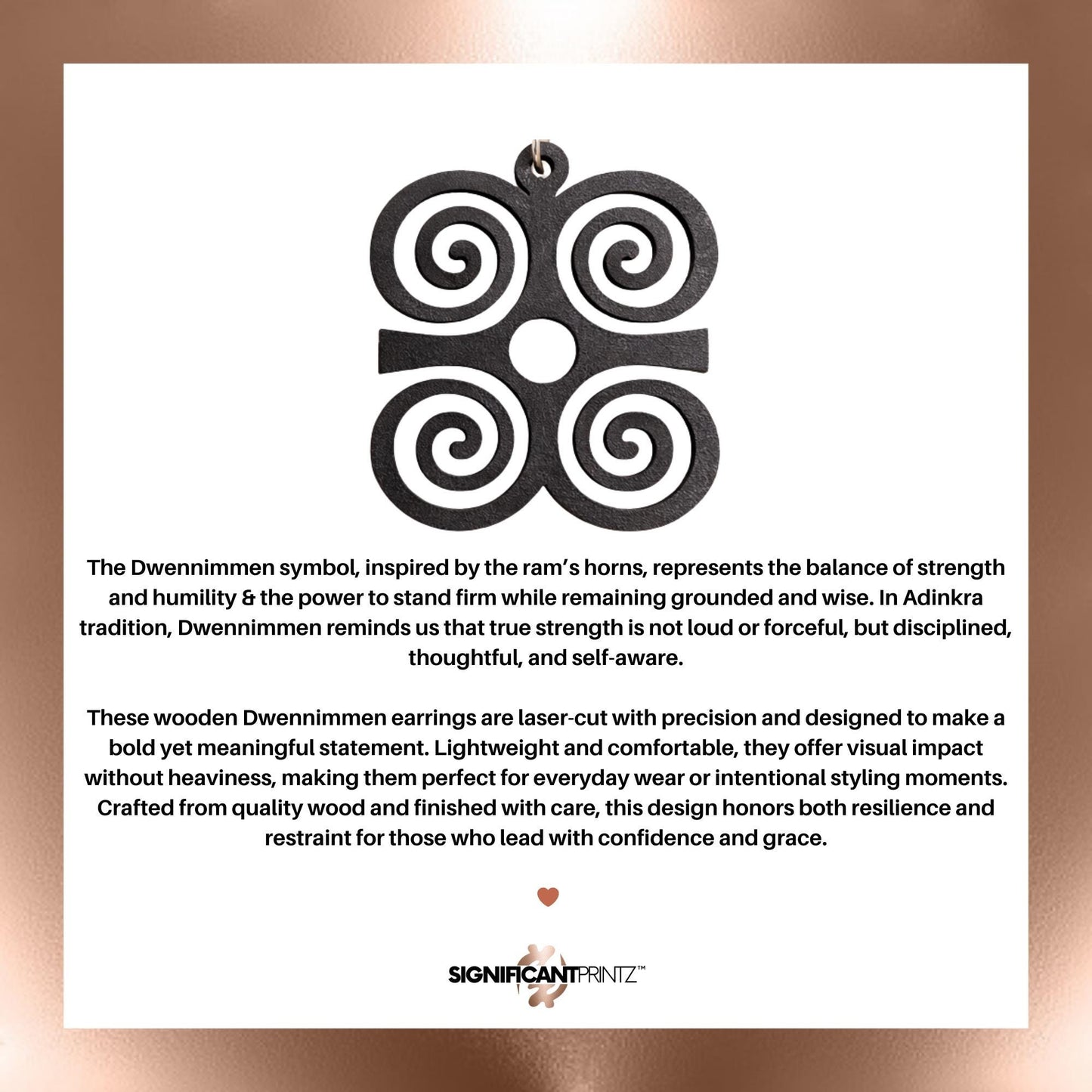 Dwennimmen Wood Adinkra  Earrings