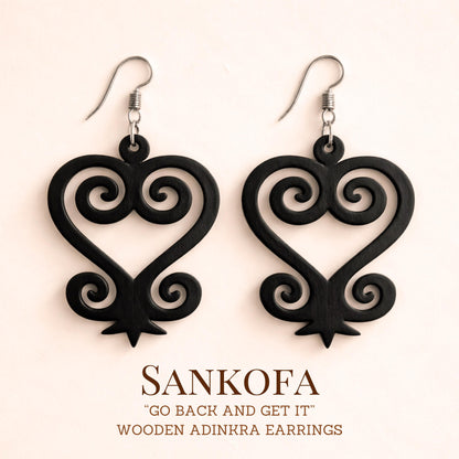 Sankofa Wood Adinkra Earrings