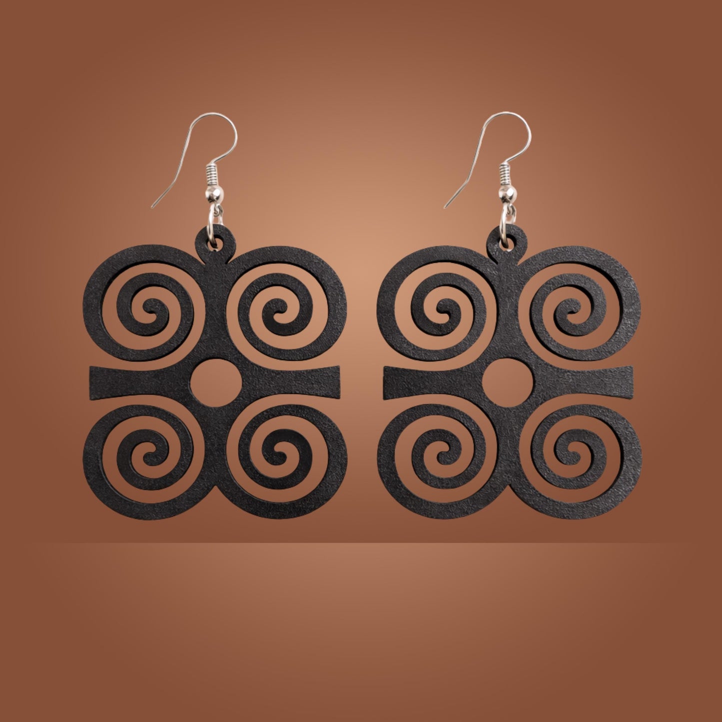 Dwennimmen Wood Adinkra  Earrings