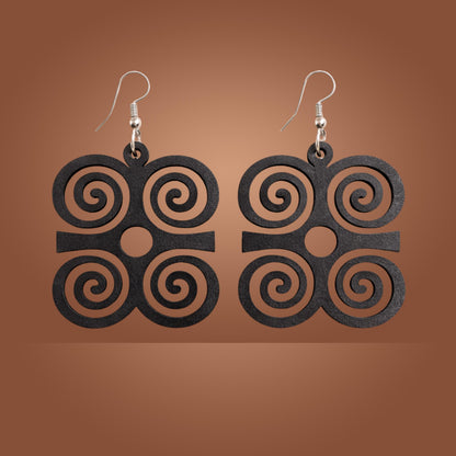Dwennimmen Wood Adinkra  Earrings