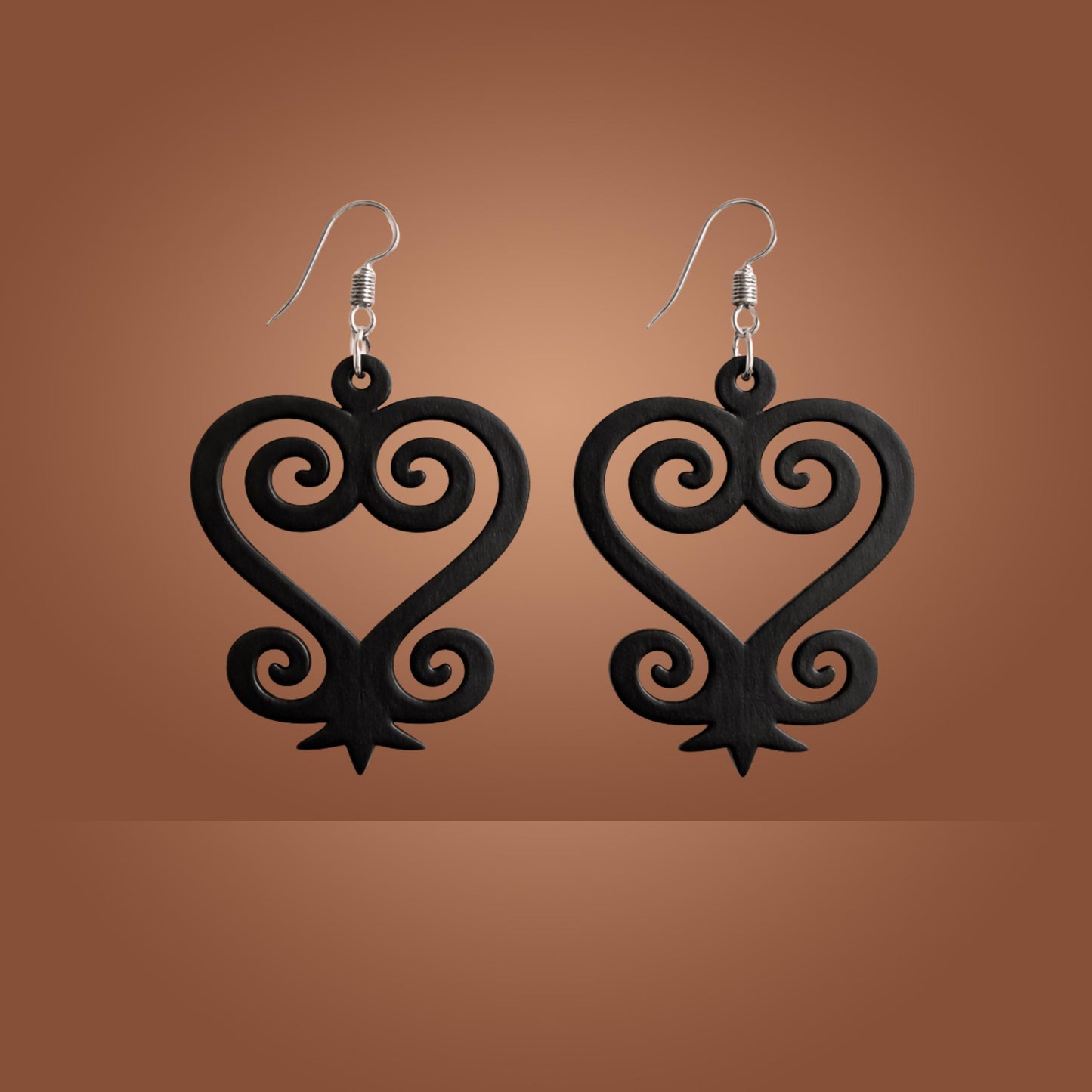 Sankofa Wood Adinkra Earrings